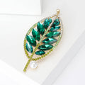 Alloy Rhinestone Leaf Brooch Pin For Simple Clothing Decoration view 4