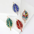 Alloy Rhinestone Leaf Brooch Pin For Simple Clothing Decoration view 1