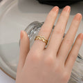Minimalist Wave Hollow Open Ring With Double Layer Rhinestone Design Fashion Jewelry view 4