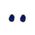 French Vintage Irregular Geometric Deep Blue Enamel Gold Tone Alloy Luxury Minimalist Stud Earrings view 5