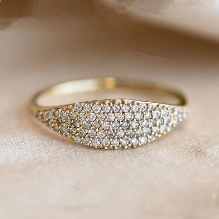 French Mix And Match Pave Ring, Minimal Fine Women's Fashion Jewelry For