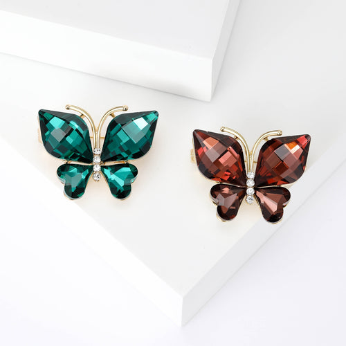 Alloy Rhinestone Crystal Butterfly Brooch Pin For Garment Accessories