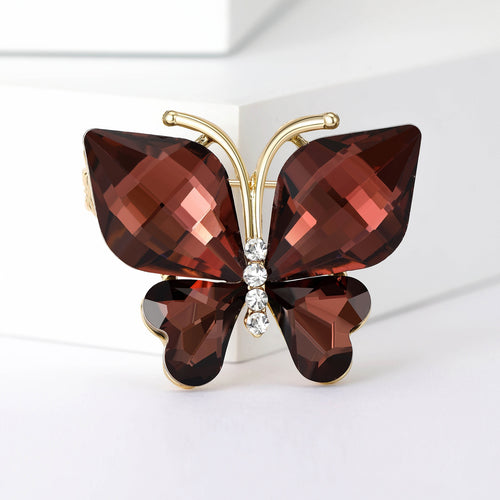 Alloy Rhinestone Crystal Butterfly Brooch Pin For Garment Accessories