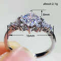 Four Prong Princess Cut CZ Ring For Women, Floral Rhombus Pave Fashion Wedding Gift Jewelry view 5