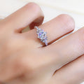 Four Prong Princess Cut CZ Ring For Women, Floral Rhombus Pave Fashion Wedding Gift Jewelry view 4