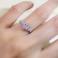 Four Prong Princess Cut CZ Ring For Women, Floral Rhombus Pave Fashion Wedding Gift Jewelry view 3