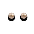 Vintage Hepburn Style Pearl Studs With Brown Flocked Geometric Round Backing Elegant Women Earrings view 5