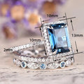 European Three Piece Engagement Ring Set For Women, Fashion Long Rectangle Statement Jewelry view 5