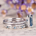European Three Piece Engagement Ring Set For Women, Fashion Long Rectangle Statement Jewelry view 3