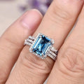 European Three Piece Engagement Ring Set For Women, Fashion Long Rectangle Statement Jewelry view 4