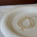 Korean Style Faux Pearl Zircon Fishtail Double Layer Beaded Bracelet For Women view 4