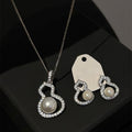 Light Luxury Pearl Gourd Jewelry Set With Zircon Stud Earrings And Necklace For Women view 3