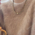 Vintage Maillard Faux Tiger Eye Round Bead Mixed Material Choker Necklace For Women view 3