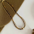 Vintage Maillard Faux Tiger Eye Round Bead Mixed Material Choker Necklace For Women view 2