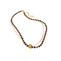 Vintage Maillard Faux Tiger Eye Round Bead Mixed Material Choker Necklace For Women view 5