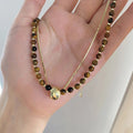 Vintage Maillard Faux Tiger Eye Round Bead Mixed Material Choker Necklace For Women view 4