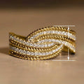 Sparkling Swing Arm Ring, European Elegant Line Cross Fine Craft Open Finger Jewelry view 4