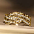 Sparkling Swing Arm Ring, European Elegant Line Cross Fine Craft Open Finger Jewelry view 1