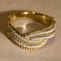 Sparkling Swing Arm Ring, European Elegant Line Cross Fine Craft Open Finger Jewelry view 2