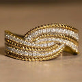Sparkling Swing Arm Ring, European Elegant Line Cross Fine Craft Open Finger Jewelry view 3