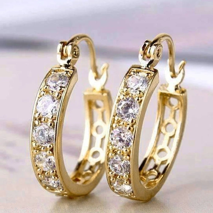 Y2K Zircon Small Hoop Earrings For Women Trendy Hollow Design Ear Cuff Earrings Jewelry
