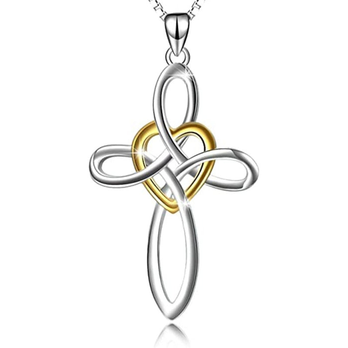 Heart Pendant Peace Knot Necklace, Minimalist Cool Style Cross Border Women's Jewelry
