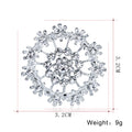 Silver Tone Flower Crystal Metal Brooch Pin 2 cm for Jackets and Lapels view 4