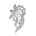 Silver Tone Flower Pearl Look Metal Brooch Pin 2.3 x 4.2 cm view 1