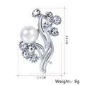 Blue Silver Tone Flower Crystal Pearl Look Metal Brooch Pin view 3