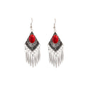 Bohemian Ethnic Style Blue Turquoise Long Tassel Drop Earrings For Travel Souvenir Jewelry view 5