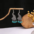 Bohemian Ethnic Style Blue Turquoise Long Tassel Drop Earrings For Travel Souvenir Jewelry view 4