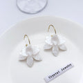 Elegant French Gardenia Flower Petal Acrylic Drop Earrings, Vintage White Coffee Statement Earrings view 4