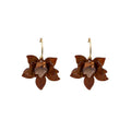 Elegant French Gardenia Flower Petal Acrylic Drop Earrings, Vintage White Coffee Statement Earrings view 5