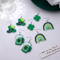 St Patrick's Day Acrylic Shamrock Beer Mug Rainbow Green Hat Hook Dangle Earrings view 2