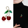 Alloy Enamel Rhinestone Cherry Brooch Pin For Summer Apparel view 2