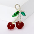 Alloy Enamel Rhinestone Cherry Brooch Pin For Summer Apparel view 4