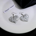 Luxury Silver Glitter Heart Acrylic Drop Hook Earrings For Women Creative Sequined Statement Earrings view 4