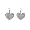 Luxury Silver Glitter Heart Acrylic Drop Hook Earrings For Women Creative Sequined Statement Earrings view 5