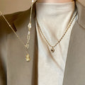 Vintage Copper Bamboo Joint Oval Pendant Sweater Necklace For Women, Geometric Clavicle Chain view 3