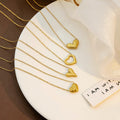 Geometric Square Necklace For Women Simple Rhinestone Curved Hollow Grid Heart Pendant Jewelry view 2