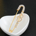Gold Tone Silver Tone Heart Crystal Safety Pin Crystal Metal Brooch Pin view 4