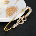 Gold Tone Silver Tone Heart Crystal Safety Pin Crystal Metal Brooch Pin view 3