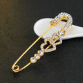 Gold Tone Silver Tone Heart Crystal Safety Pin Crystal Metal Brooch Pin view 2