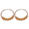 Copper Rhinestone Round Waterdrop Hoop Earrings Geometric Statement Drop Earrings For Women view 5