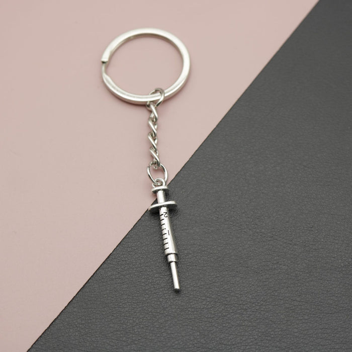 Metal Syringe Keychain Bag Charm