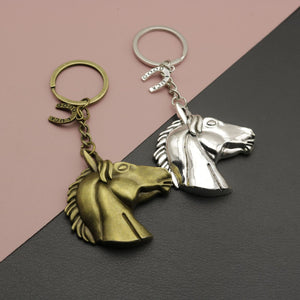 Metal Horse Head Frame Keychain Bag Charm Gift Ring