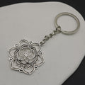 Metal Lotus Flower Keychain Elegant Key Ring Gift view 3