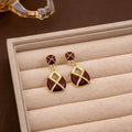 Vintage French Court Enamel Alloy Geometric Square Drop Dangle Luxury 925 Silver Needle Earrings view 4