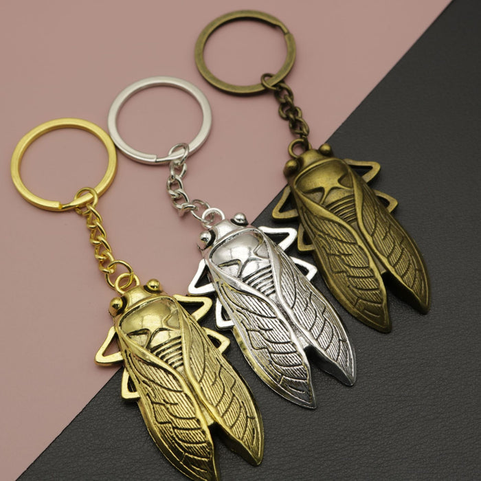 Metal Cicada Insect Keychain Bag Charm Gift