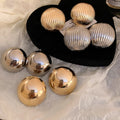 Chic Striped Metal Semi-Circle Drop Earrings Geometric Round Statement Jewelry For Women view 1